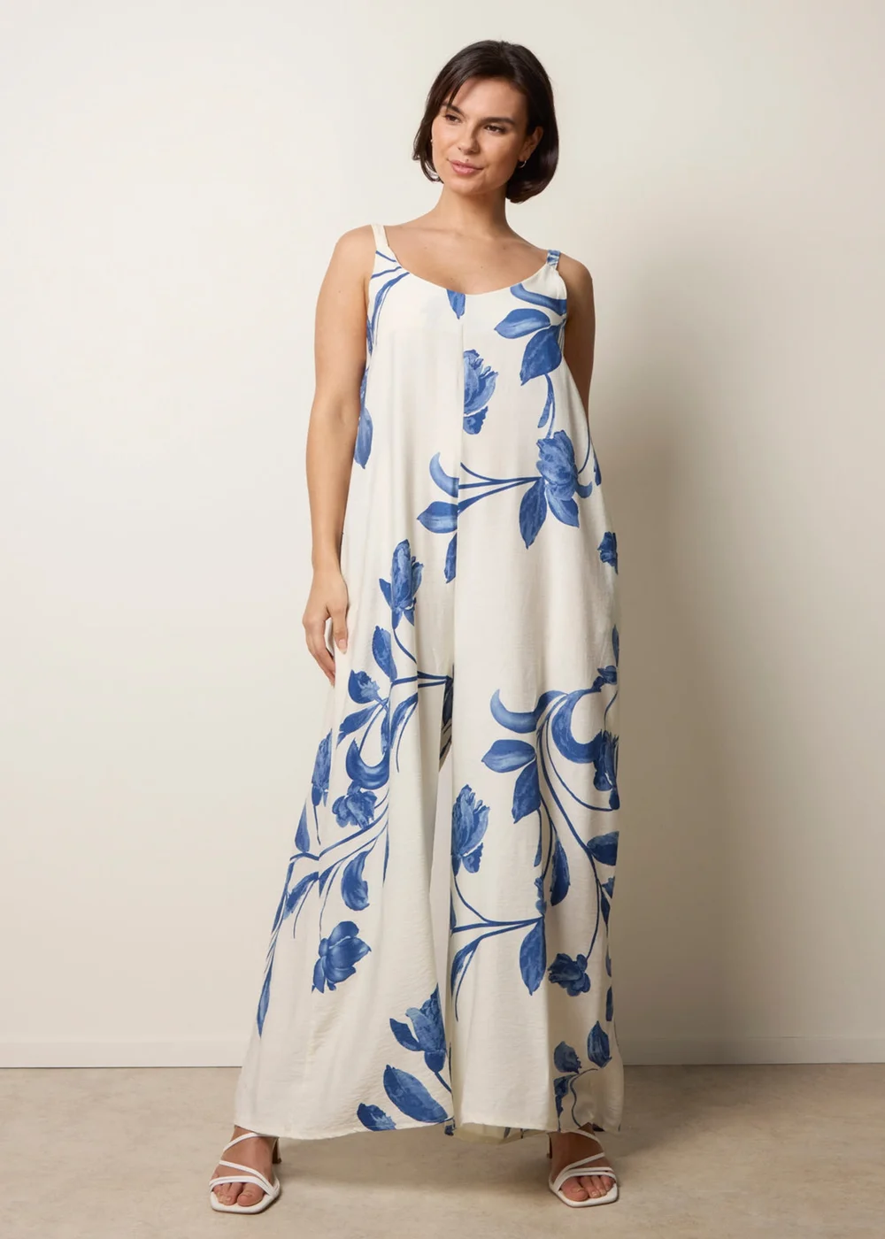 Blue Vanilla Blue Floral Print Wide Leg Jumpsuit - M/L Image 3