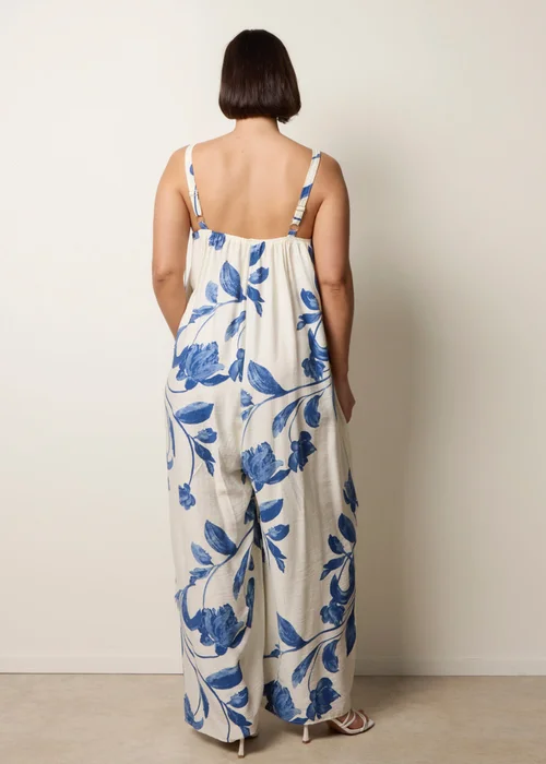 Blue Vanilla Blue Floral Print Wide Leg Jumpsuit - M/L Image 4