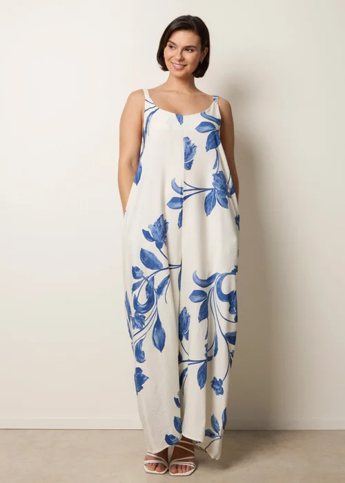 Blue Vanilla Blue Floral Print Wide Leg Jumpsuit - M/L Image 1