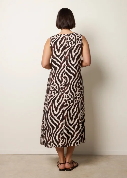 Blue Vanilla Brown Animal Print V Neck Dress - S/M Image 4
