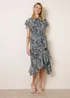 Blue Vanilla Navy Paisley Print Angel Sleeve Asymmetric Midi Dress - 8 Image 1
