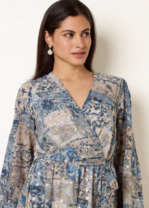 Blue Vanilla Blue Foil Patchwork Mini Dress - M Image 3