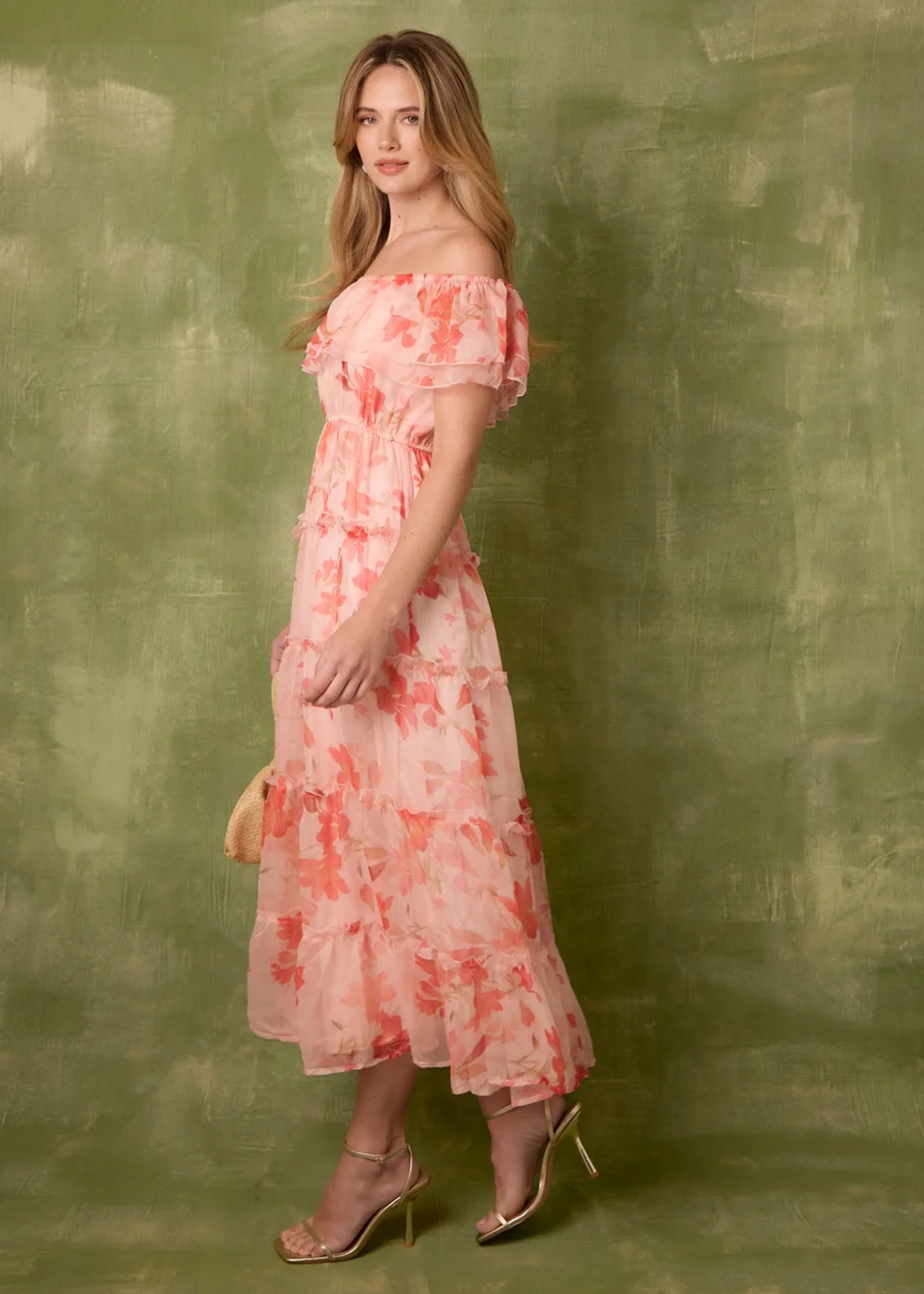 Blue Vanilla Pink Off The Shoulder Maxi Dress - M Image 2