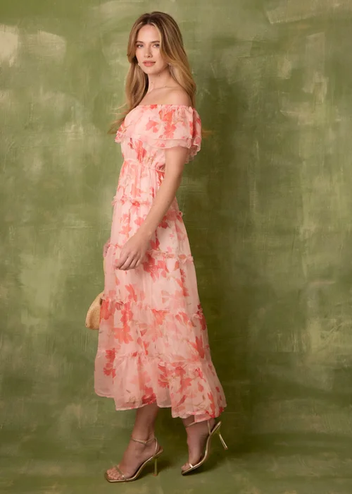 Blue Vanilla Pink Off The Shoulder Maxi Dress - M Image 2