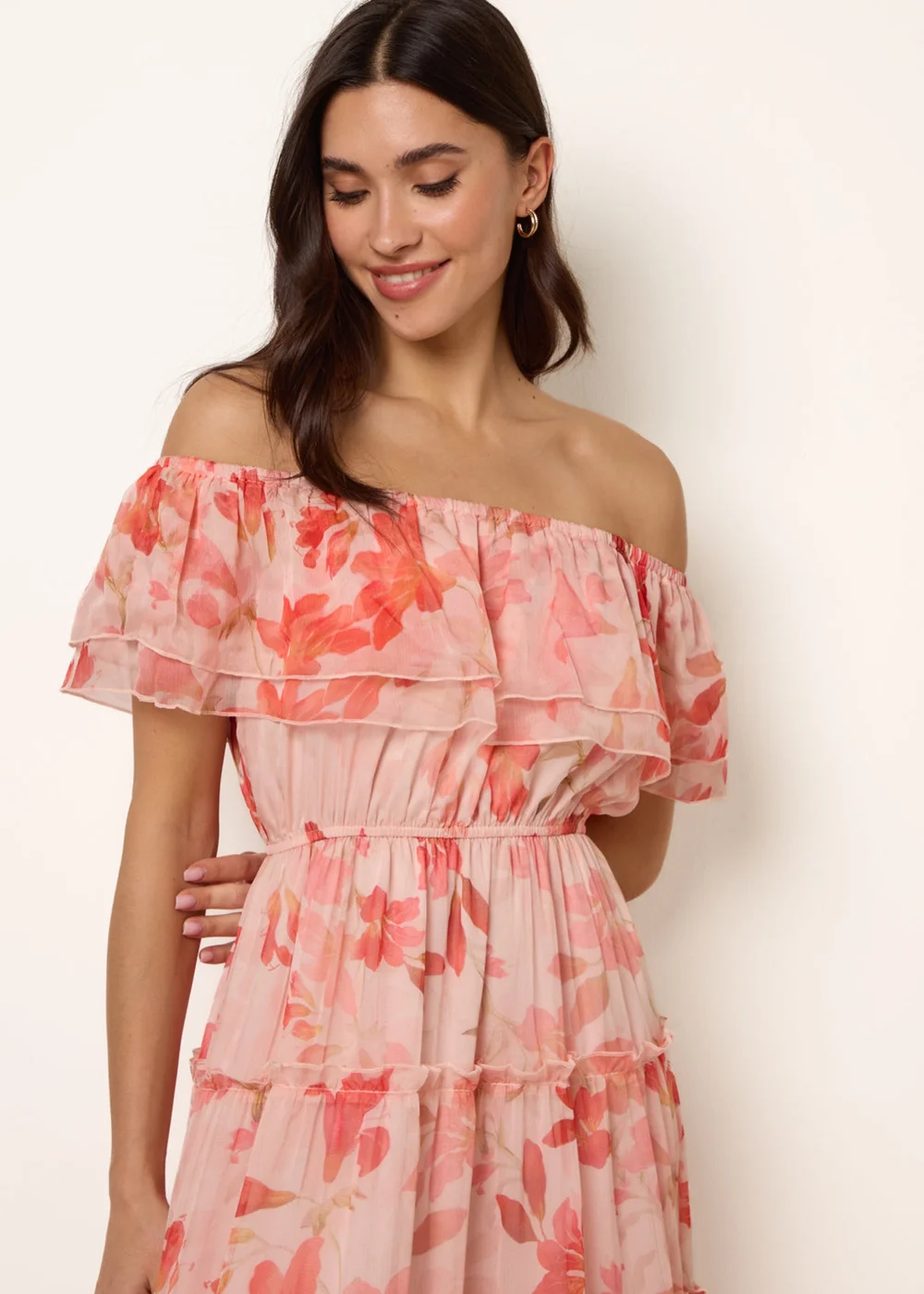 Blue Vanilla Pink Off The Shoulder Maxi Dress - M Image 4
