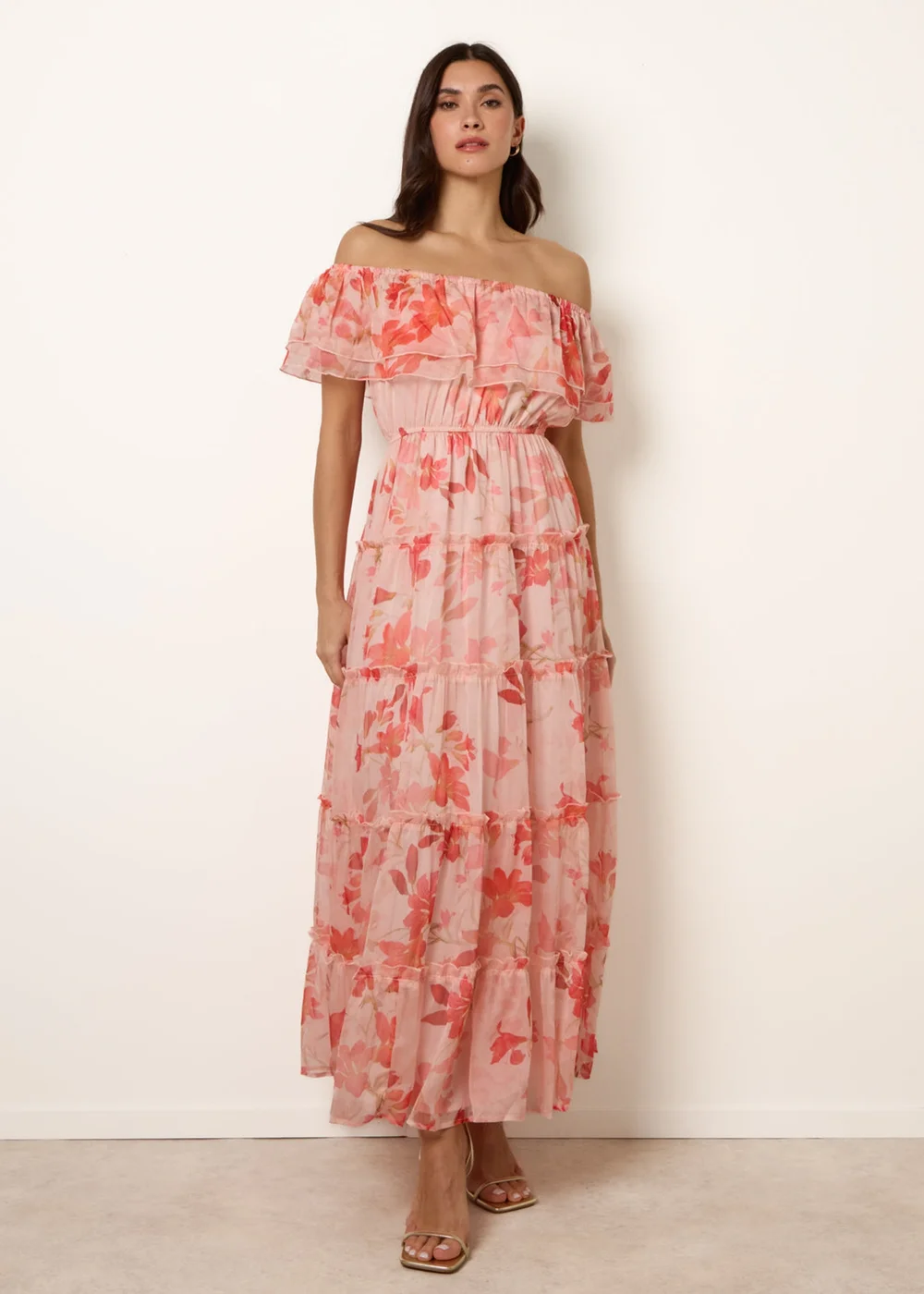 Blue Vanilla Pink Off The Shoulder Maxi Dress - M Image 3