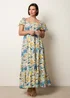 Blue Vanilla Multi Frill Sleeveless Tropical Floral Print Dress - M Image 3