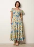 Blue Vanilla Multi Frill Sleeveless Tropical Floral Print Dress - M Image 1