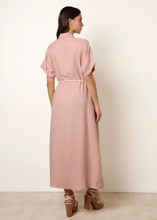 Blue Vanilla Pink Floral Cutwork Embroidery Dress - L Image 4