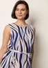 Blue Vanilla Navy Bold Wave Print Belted Dress - M Image 2