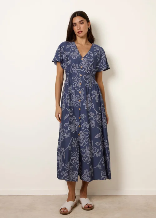 Blue Vanilla Blue Button Front Midi Dress - S Image 2