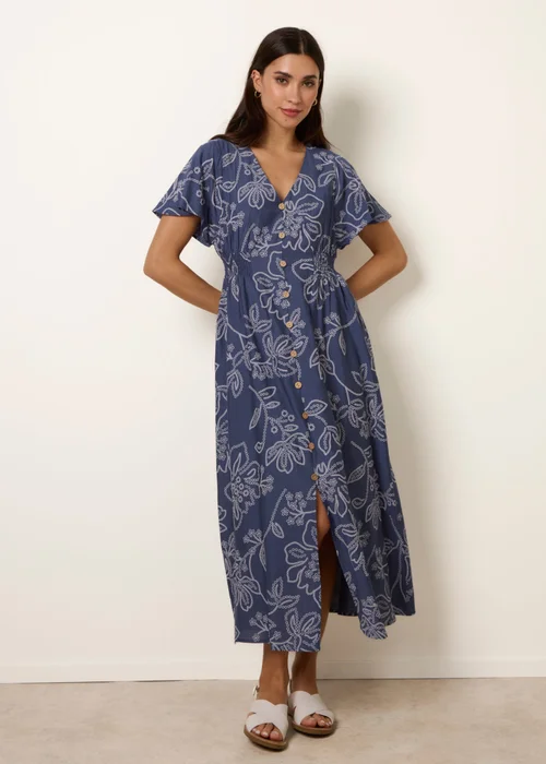 Blue Vanilla Blue Button Front Midi Dress - S Image 4