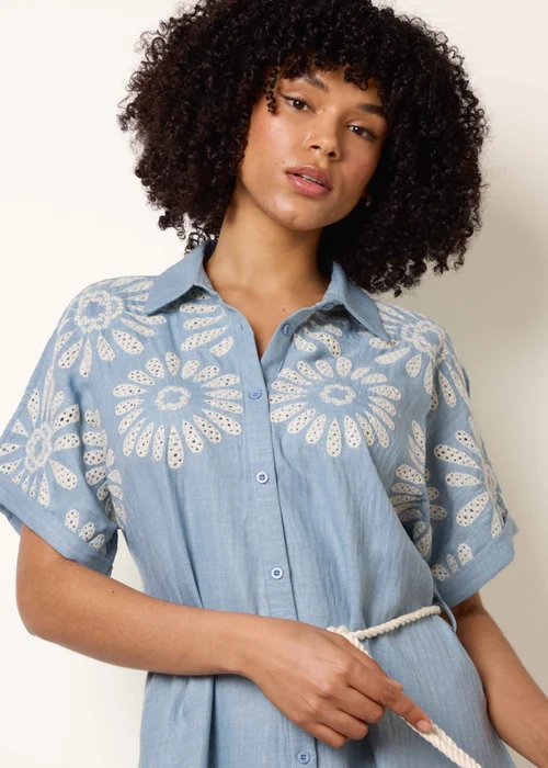 Blue Vanilla Blue Floral Cutwork Embroidery Dress - S Image 2