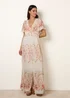 Blue Vanilla Pink Floral Print Button Front Maxi Dress - S Image 1