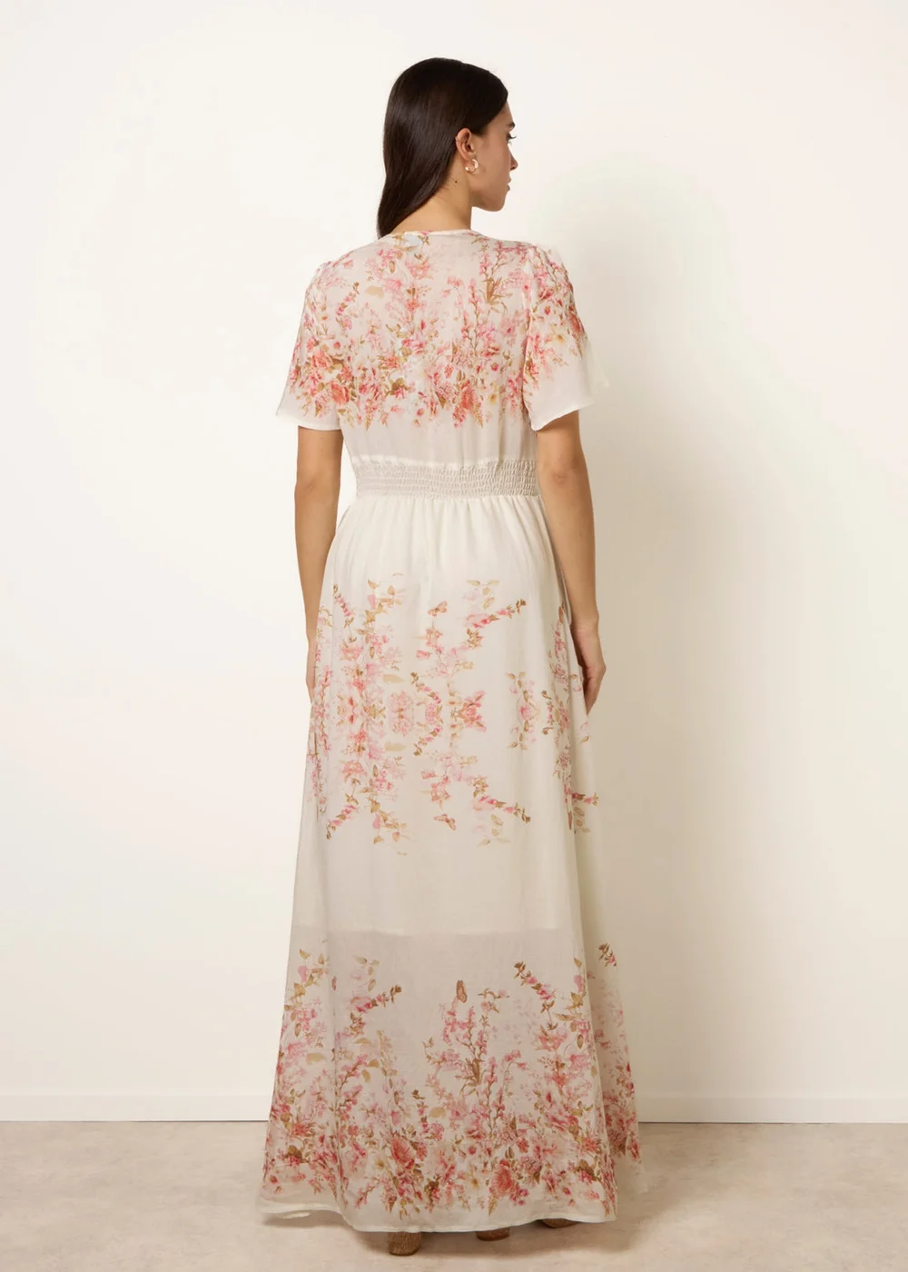 Blue Vanilla Pink Floral Print Button Front Maxi Dress - S Image 4