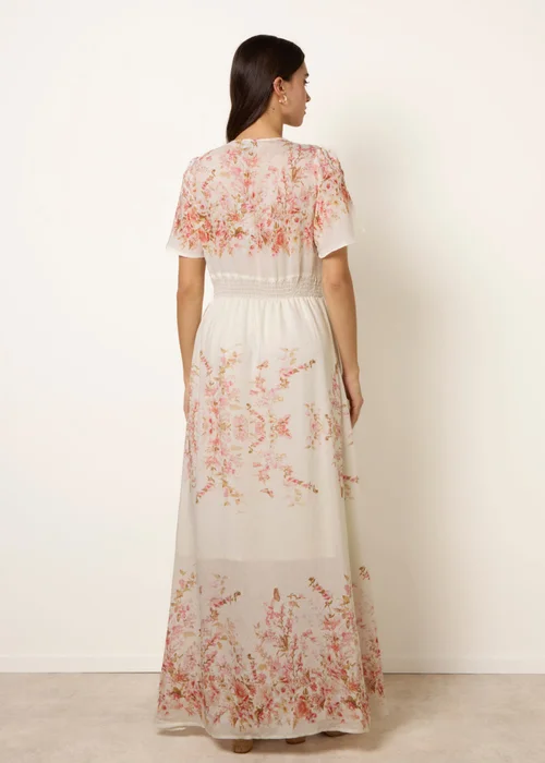 Blue Vanilla Pink Floral Print Button Front Maxi Dress - S Image 4