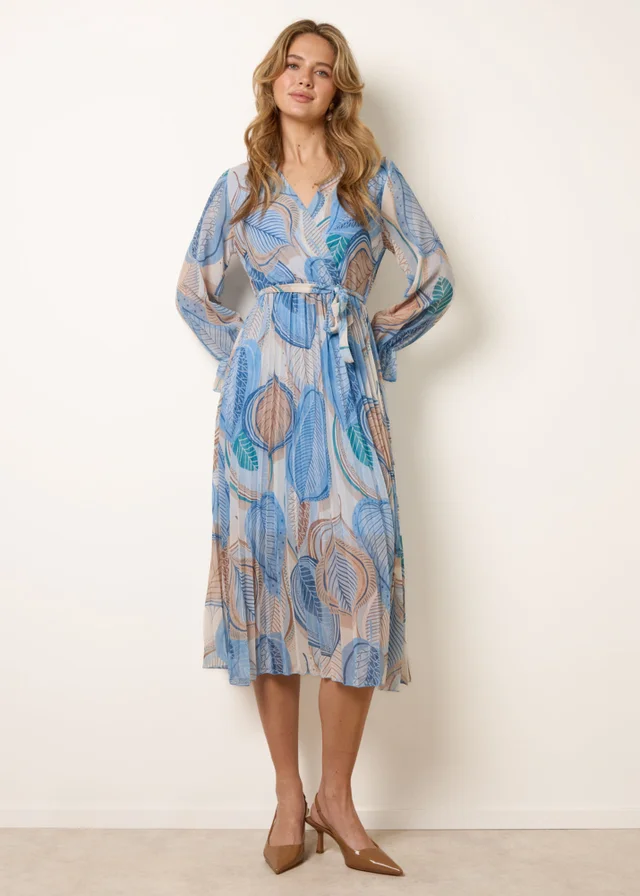 Blue Vanilla Blue Crossover Pleated Dress