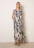 Blue Vanilla Blue Metallic Abstract Printed Collarless V Neck Dress - M/L Image 2