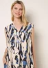 Blue Vanilla Blue Metallic Abstract Printed Collarless V Neck Dress - M/L Image 3