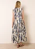 Blue Vanilla Blue Metallic Abstract Printed Collarless V Neck Dress - M/L Image 4