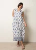 Blue Vanilla Navy Floral Print A Line Dress - M/L Image 3