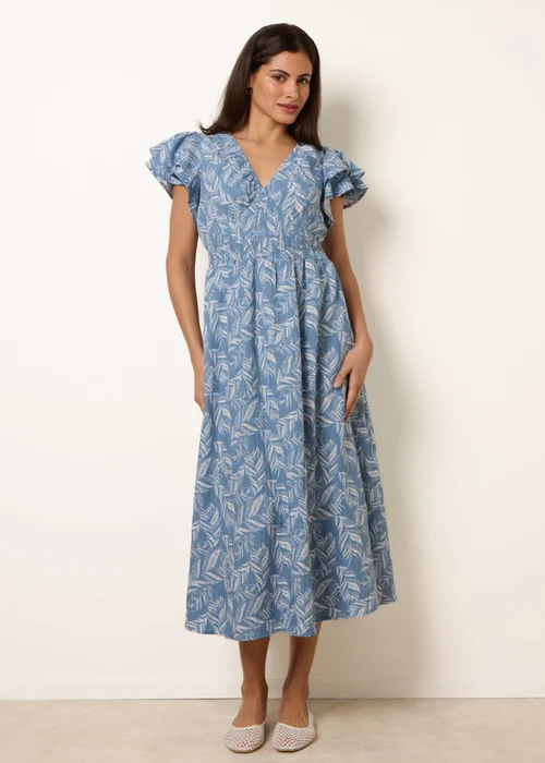 Blue Vanilla Blue V Neck Flutter Midi Dress - XL Image 4
