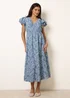 Blue Vanilla Blue V Neck Flutter Midi Dress - XL Image 4