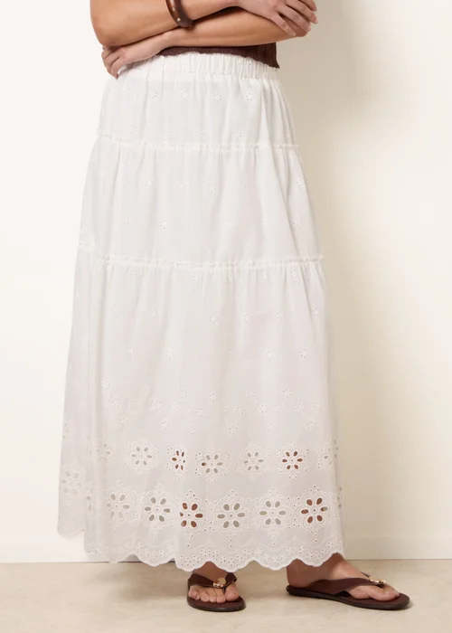 Blue Vanilla White Crochet Detailed Maxi Skirt - S Image 2