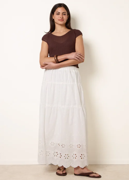Blue Vanilla White Crochet Detailed Maxi Skirt - S Image 1
