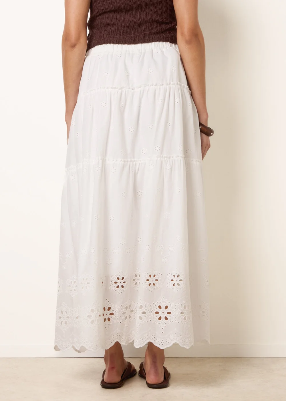 Blue Vanilla White Crochet Detailed Maxi Skirt - S Image 4