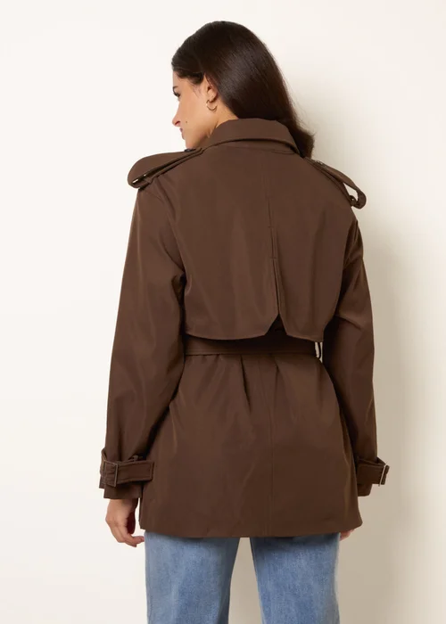 Blue Vanilla Brown Short Trench Coat - L Image 4