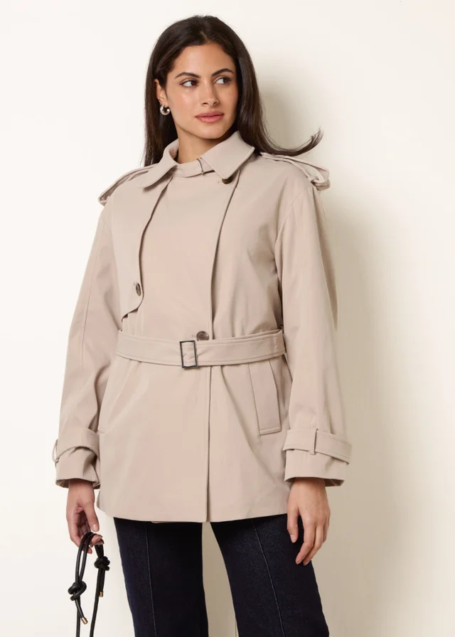 Blue Vanilla Stone Short Trench Coat