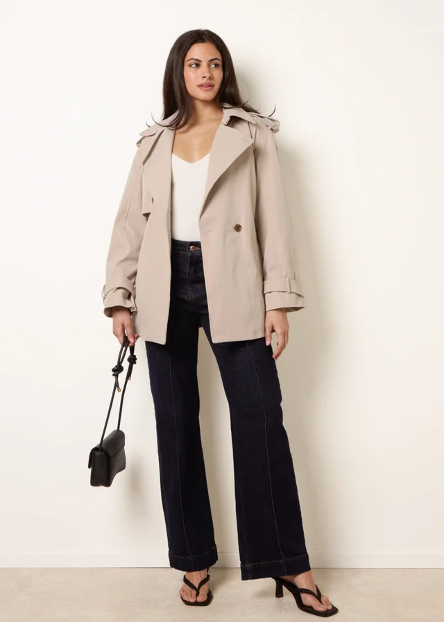 Blue Vanilla Stone Short Trench Coat