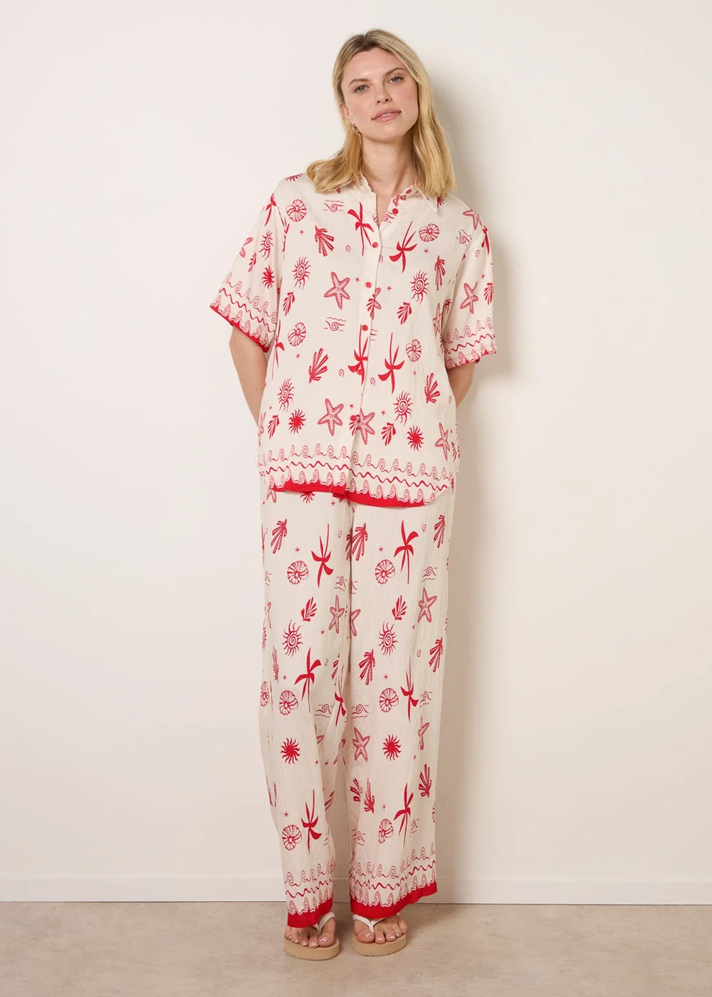 Blue Vanilla Red Co-Ord Set With Marine-Inspired Print - S/M Image 2