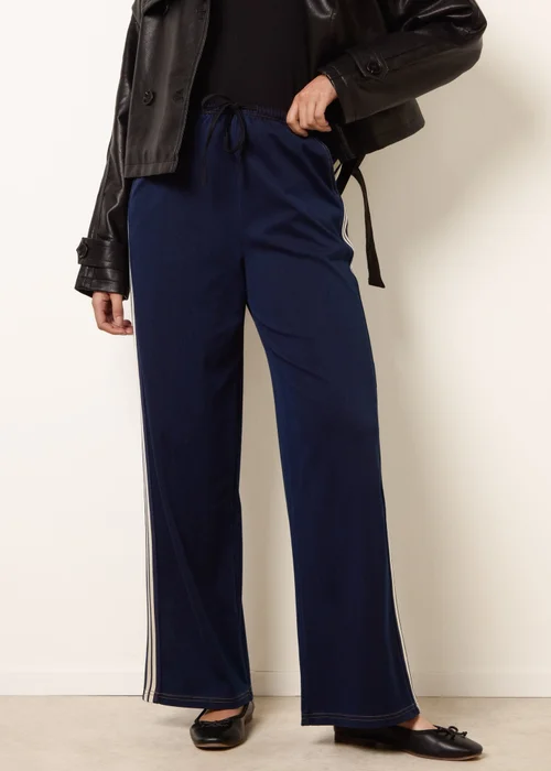 Blue Vanilla Navy Stripe Trousers With Elasticated Waist - XL Image 3