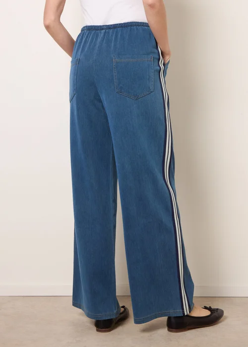 Blue Vanilla Blue Stripe Trousers With Elasticated Waist - M Image 5