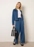 Blue Vanilla Blue Stripe Trousers With Elasticated Waist - M Image 2