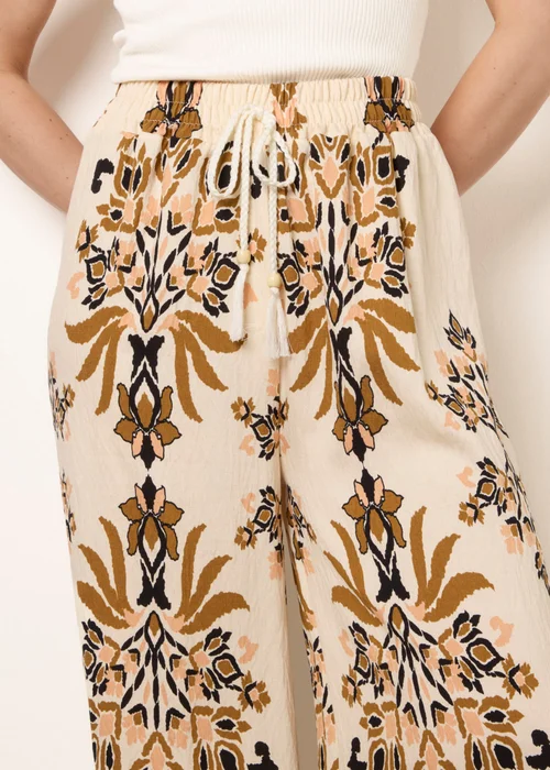 Blue Vanilla Brown Drawstring Waist Wide Leg Pants - S/M Image 3