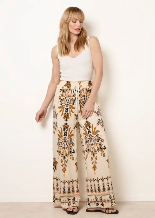 Blue Vanilla Brown Drawstring Waist Wide Leg Pants - S/M Image 1