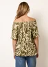Blue Vanilla Khaki Printed Tie Front Top - S Image 4