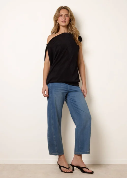 Blue Vanilla Black Deep Band Slinky Oversize Tunic Top - M/L Image 3