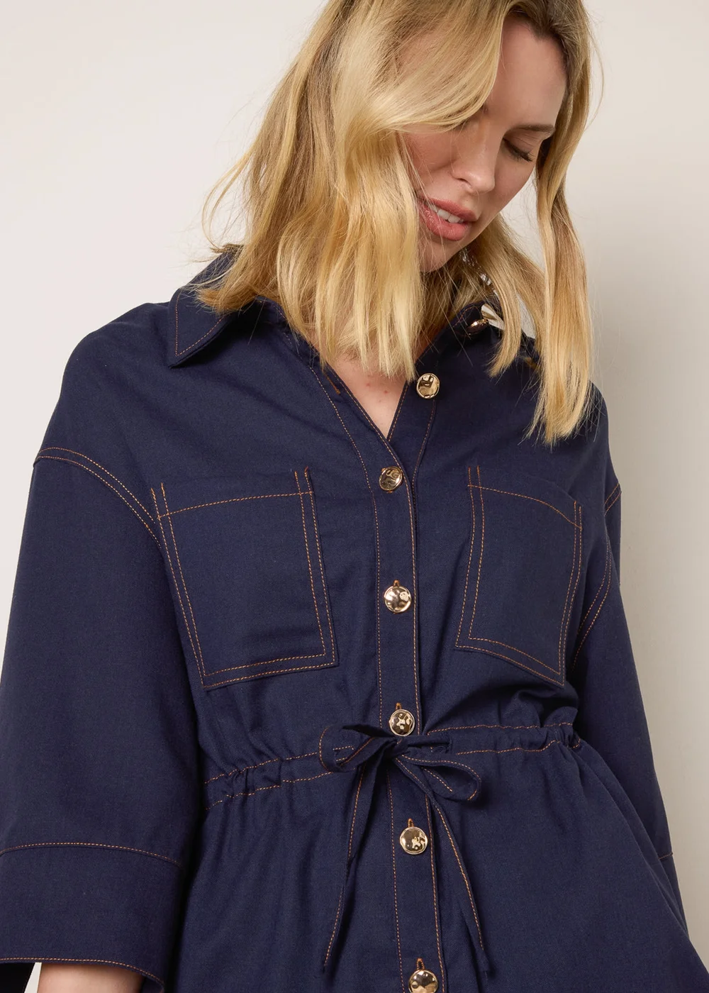 Blue Vanilla Navy Denim Shirt Jacket - M Image 3