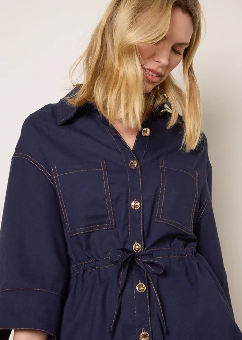 Blue Vanilla Navy Denim Shirt Jacket - M Image 3