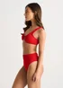 Gini London Red Textured Ring Detail Bikini Top - 12 Image 5