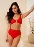 Gini London Red Textured Ring Detail Bikini Top - 12 Image 1