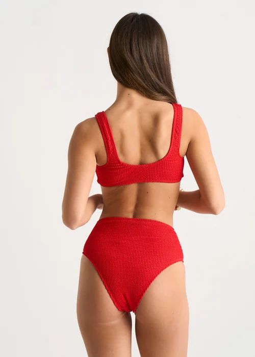 Gini London Red Textured Ring Detail Bikini Top - 12 Image 3