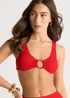Gini London Red Textured Ring Detail Bikini Top - 12 Image 4