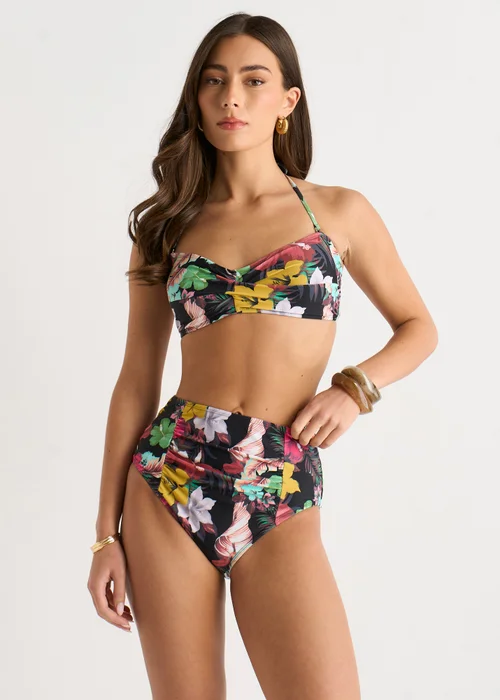 Gini London Multi Tropical Floral Twist Front Bikini Top - 14 Image 1