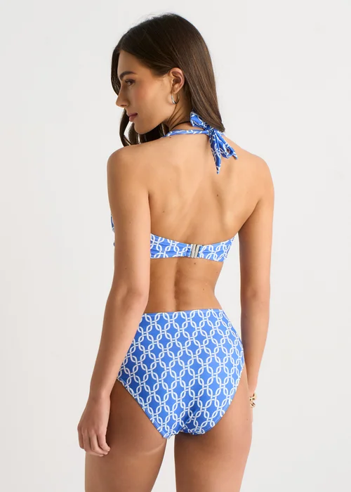 Gini London Blue Chain Print Twist Front Bikini Top - 10 Image 2