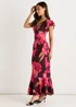 Gini London Brown Ruffle Sleeve Floral Maxi Dress - 14 Image 4